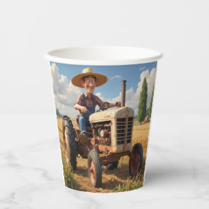 Farmer on Tractor Paper Cups