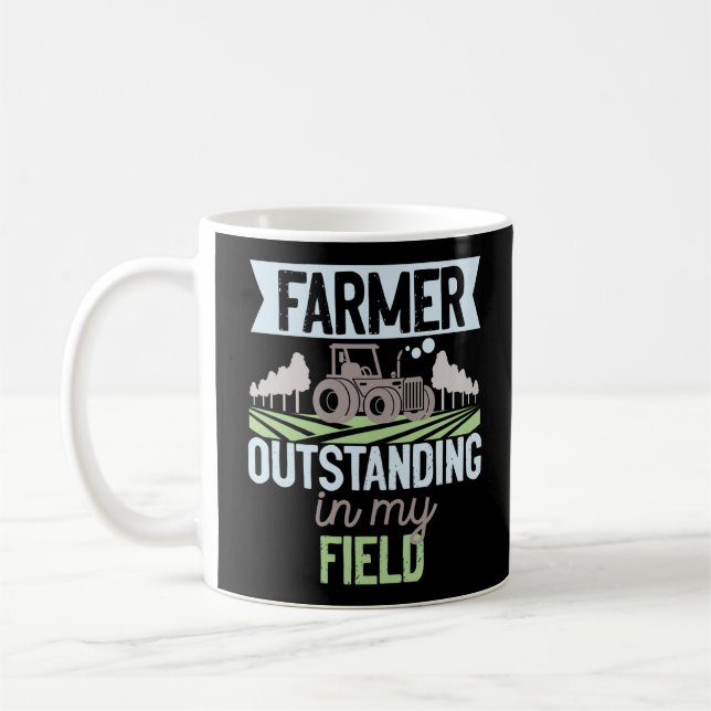 Farmer Outstanding In My Field Tractor Coffee Mug (Left)