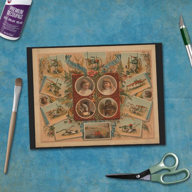 Farmer Ploughing Tools Ephemera Decoupage Tissue Paper (Creator Uploaded)