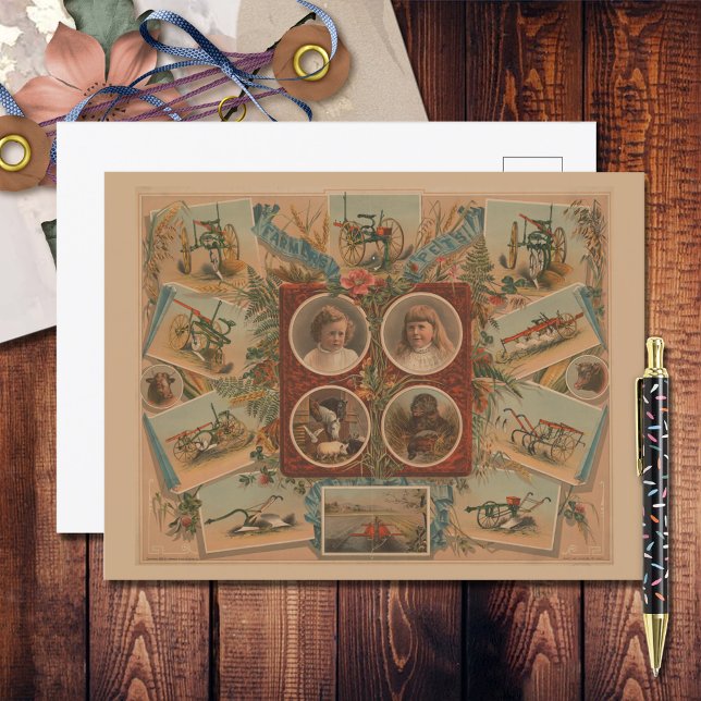 Farmer Ploughing Tools Ephemera Postcard (Creator Uploaded)