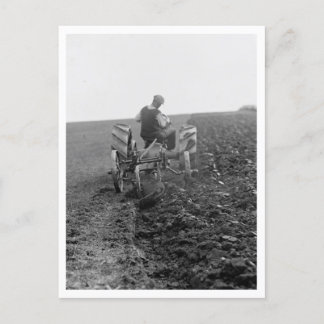 Farmer Ploughing With A Tractor Postcard