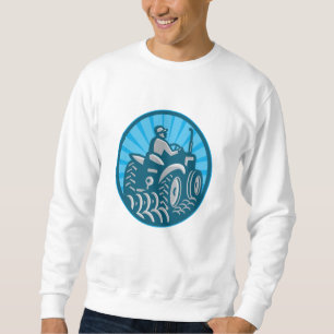 Farmer Ploughing With Tractor Retro Sweatshirt