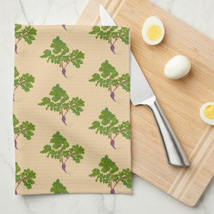 Farmer Radish Turnips Plants Gardening Pattern Tea Towel