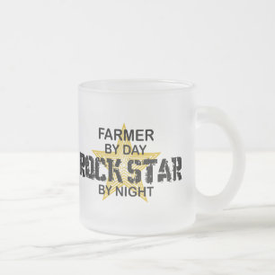 Farmer Rock Star by Night Frosted Glass Coffee Mug