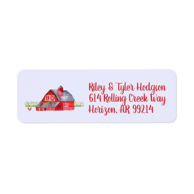 Farmer Stationery Red Barn Farm Hen Address Labels (Front)