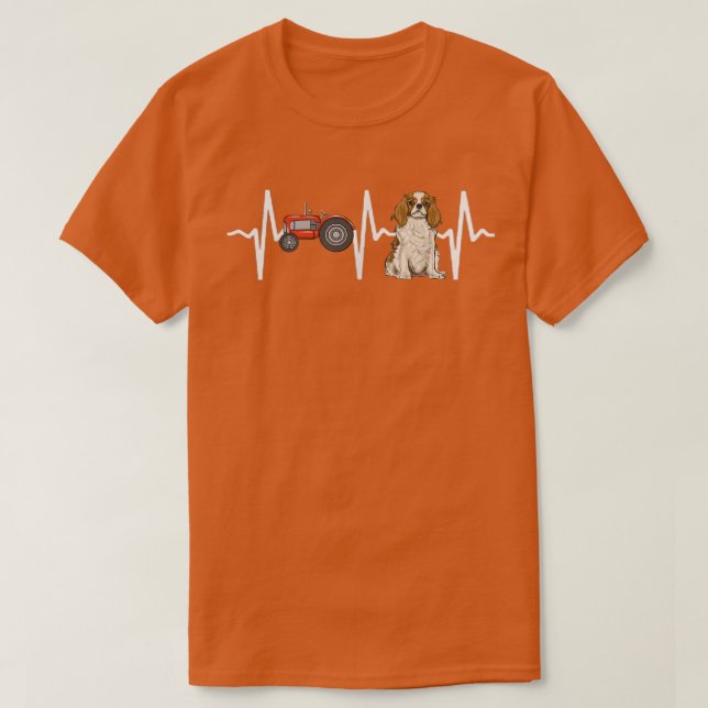 Farmer Tractor Cavalier King Charles Spaniel Heart T-Shirt (Design Front)