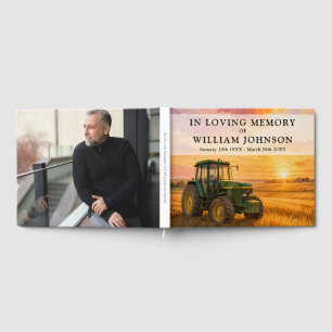 Farmer Tractor Celebration of Life Funeral Photo Guest Book