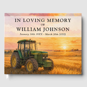 Farmer Tractor Elegant Celebration of Life Funeral Guest Book