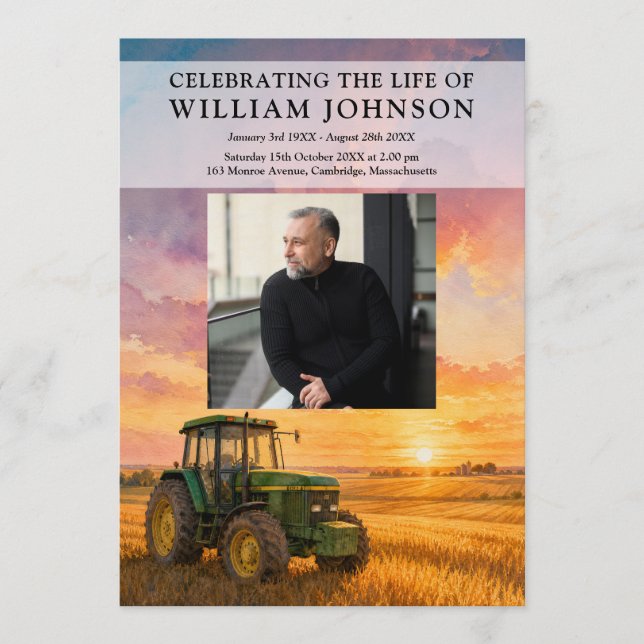 Farmer Tractor Funeral Order Of Service Photo Programme (Front)
