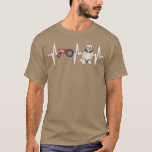 Farmer Tractor Lowchen Heartbeat Dog Lover T-Shirt