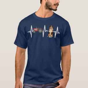 Farmer Tractor Miniature American Shepherd Heartbe T-Shirt