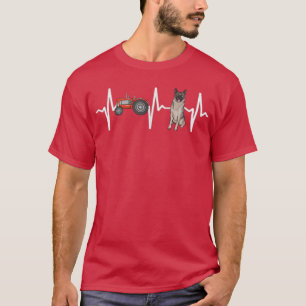 Farmer Tractor Norwegian Elkhound Heartbeat Dog Lo T-Shirt
