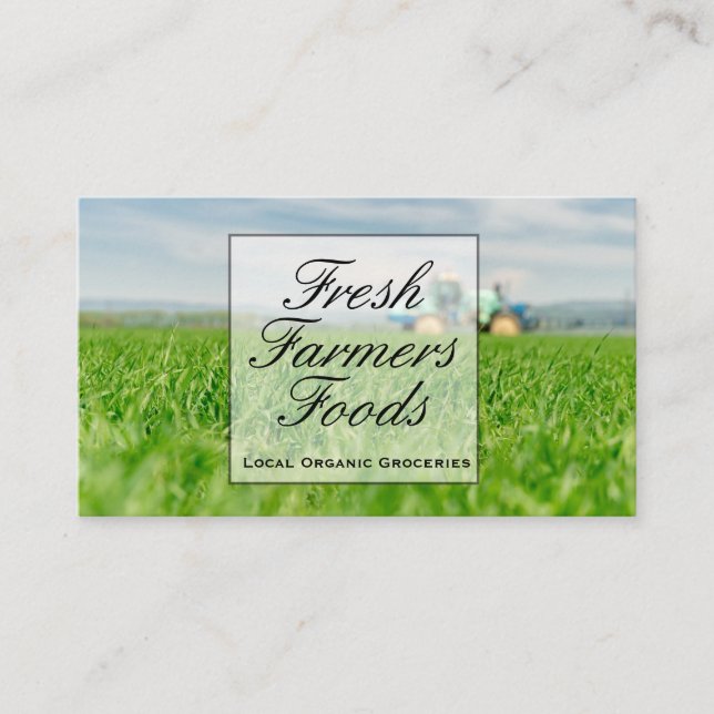 Farmer Tractor Tending To Crops Business Card (Front)