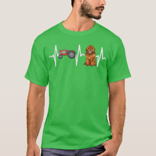 Farmer Tractor Tibetan Mastiff Heartbeat Dog Lover T-Shirt