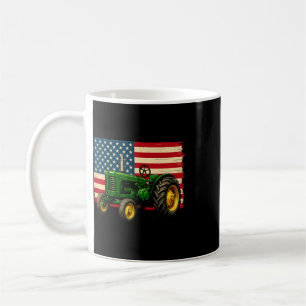 Farmer Tractor Usa Flag 4th Of July Coffee Mug