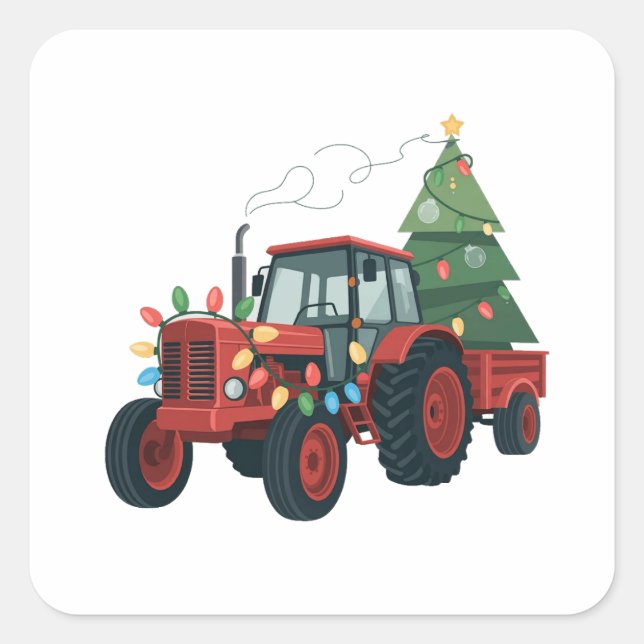 Farmer Tractor Xmas Lighting Tractor Christmas   Square Sticker (Front)