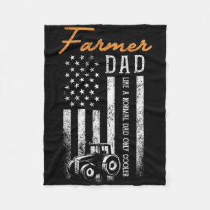 Farmer Tractors Usa American Flag Patriotic Farmin Fleece Blanket
