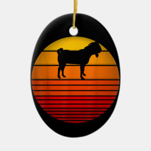 Farmer Vintage Retro Sunset Funny Farm Animal Goat Ceramic Tree Decoration