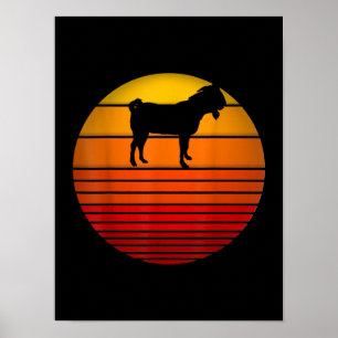 Farmer Vintage Retro Sunset Funny Farm Animal Goat Poster