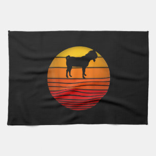Farmer Vintage Retro Sunset Funny Farm Animal Goat Tea Towel