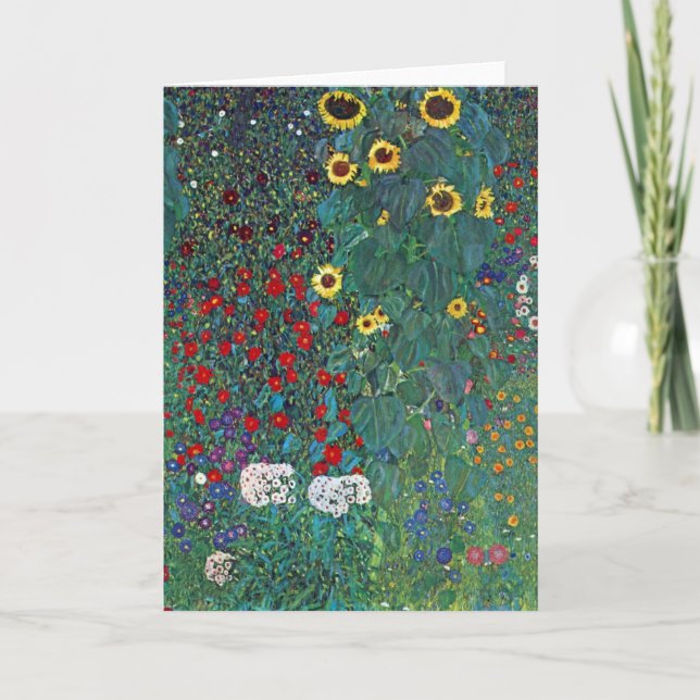 Farmergarden w Sunflower by Klimt, Vintage Flowers Card (Front)