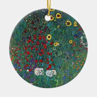 Farmergarden w Sunflower by Klimt, Vintage Flowers Ceramic Tree Decoration