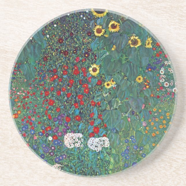 Farmergarden w Sunflower by Klimt, Vintage Flowers Coaster (Front)