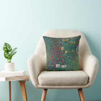 Farmergarden w Sunflower by Klimt, Vintage Flowers Cushion