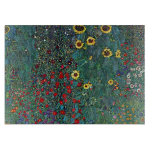 Farmergarden w Sunflower by Klimt, Vintage Flowers Cutting Board