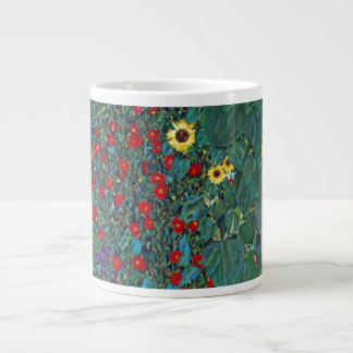 Farmergarden w Sunflower by Klimt, Vintage Flowers Large Coffee Mug