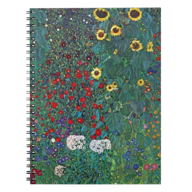 Farmergarden w Sunflower by Klimt, Vintage Flowers Notebook (Front)