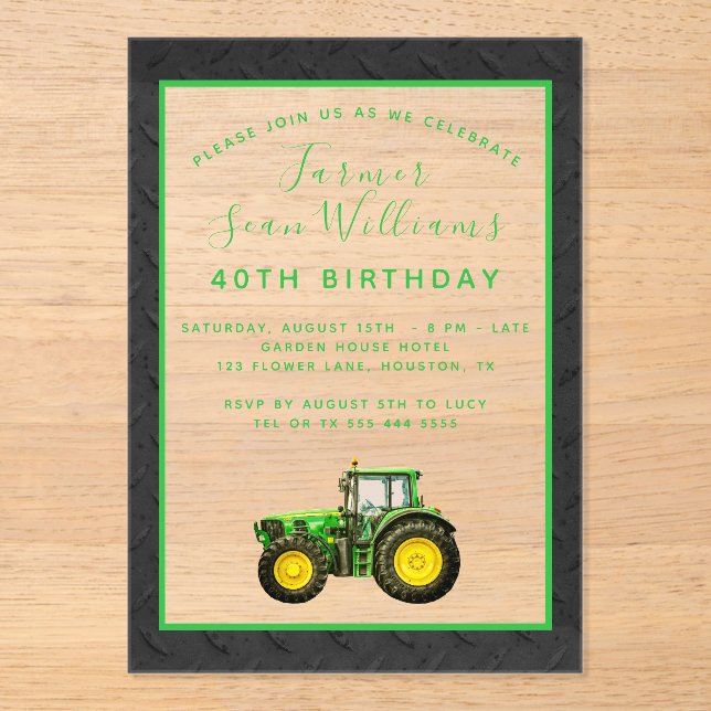Farmer's 40th Birthday Party Invitation (Front)