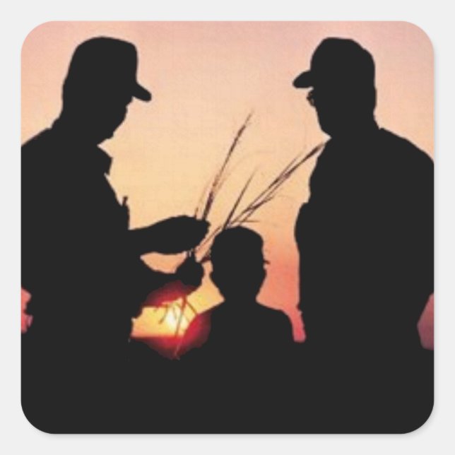Farmers and Sunset Square Sticker (Front)