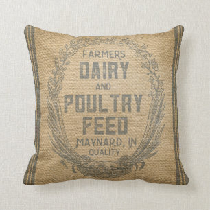 Farmers Dairy Poultry Feed Sack Burlap Cushion