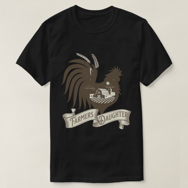 Farmers Daughter Chicken Farm with Barn and Pastur T-Shirt (Design Front)