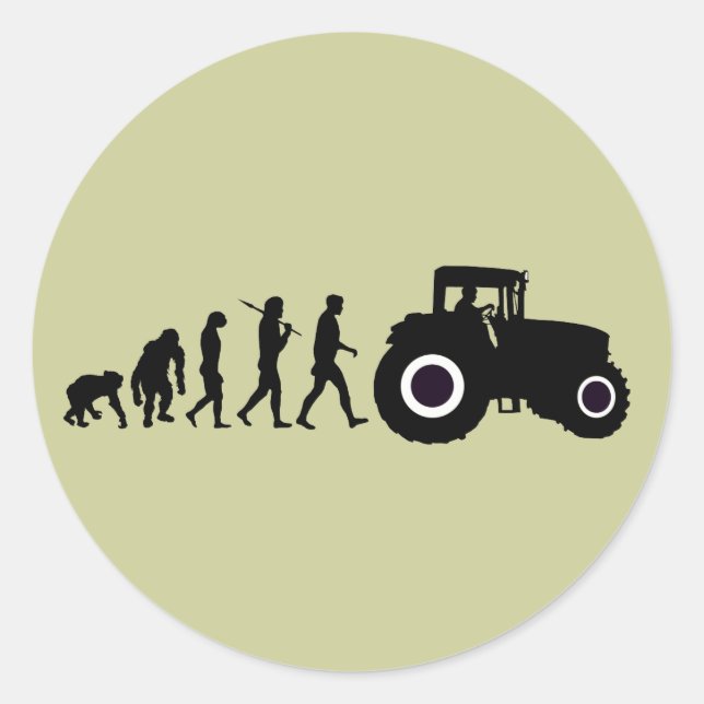 Farmers Evolution of Farming Farm Tractor Drivers Classic Round Sticker (Front)