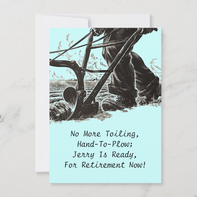 Farmers Farm Plough Farming Retirement Invitations (Front)