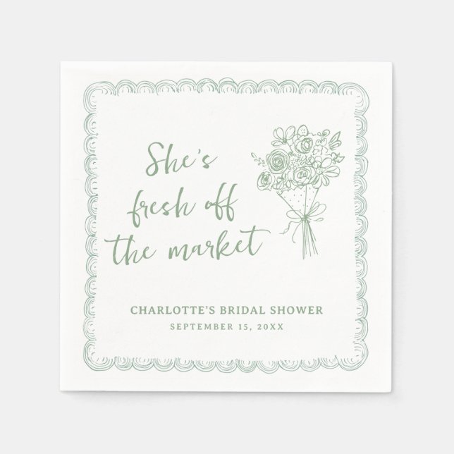 Farmers Fresh Off the Market Bridal Shower Napkin (Front)
