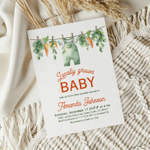 Farmers Garden Clothesline Locally Grown Shower Invitation