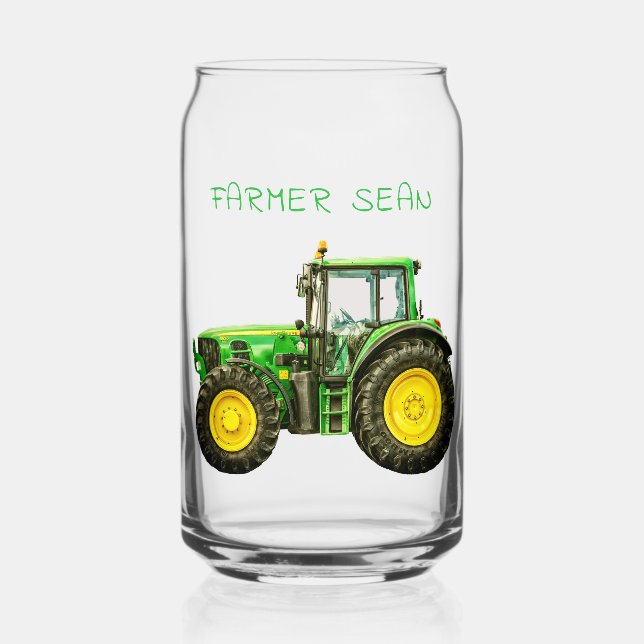 Farmers John Deere Tractor Can Glass (Back)
