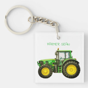 Farmers John Deere Tractor Key Ring