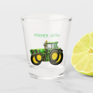 Farmers John Deere Tractor Shot Glass
