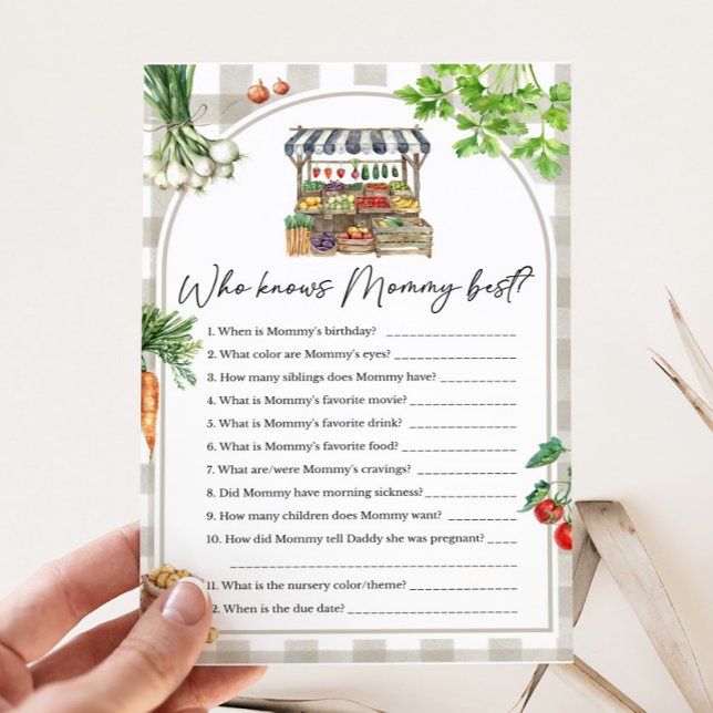 Farmers Locally Grown Who knows Mummy Best Game (Farmers Market Baby Shower Who knows Mommy Best Game )