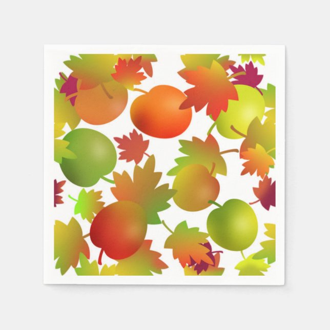 Farmer's Market Apples and Leaves Napkin (Front)
