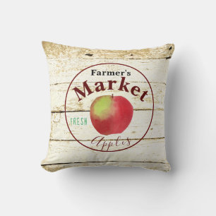 Farmer's market apples sign cushion