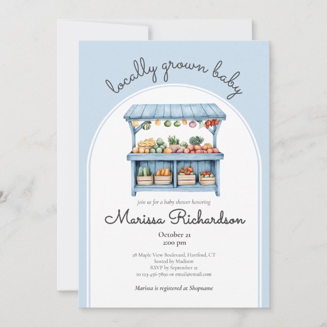 Farmers Market Baby Boy Shower Invitation (Front)