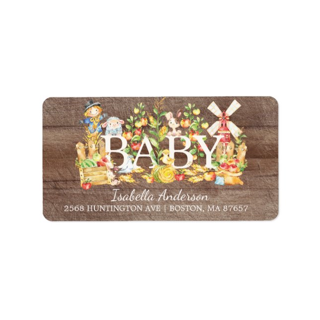 Farmers Market Baby Shower Address Label (Front)