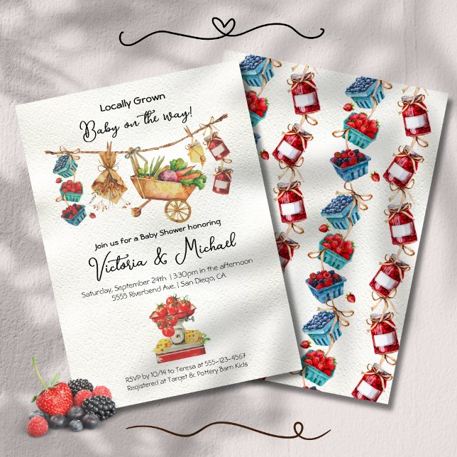 Farmers Market Baby Shower Clothesline Invitation (Creator Uploaded)