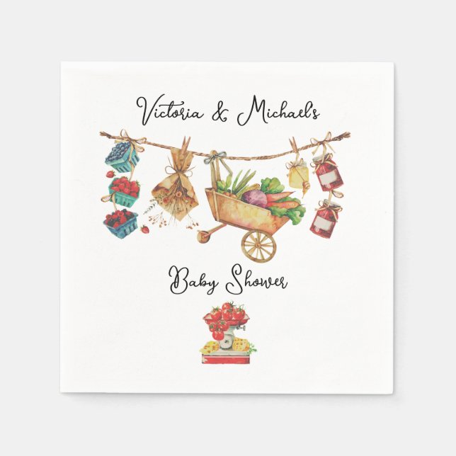 Farmers Market Baby Shower Clothesline Napkin (Front)