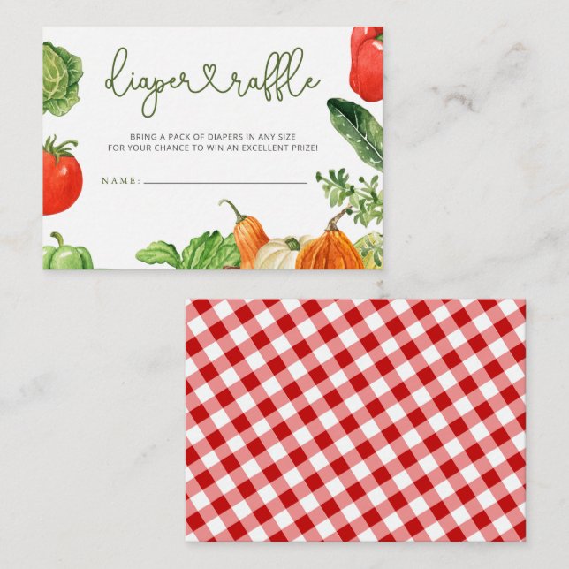 Farmers Market Baby Shower Diaper Raffle Enclosure Card (Front/Back)